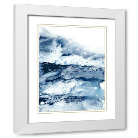 Indigo Tides I White Modern Wood Framed Art Print with Double Matting by Harper, Ethan