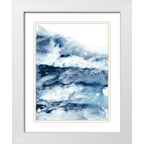 Indigo Tides I White Modern Wood Framed Art Print with Double Matting by Harper, Ethan