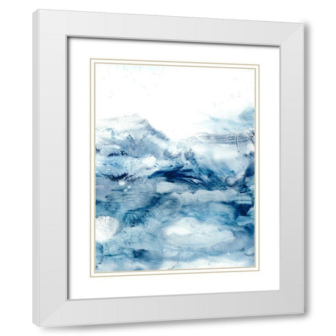 Indigo Tides II White Modern Wood Framed Art Print with Double Matting by Harper, Ethan