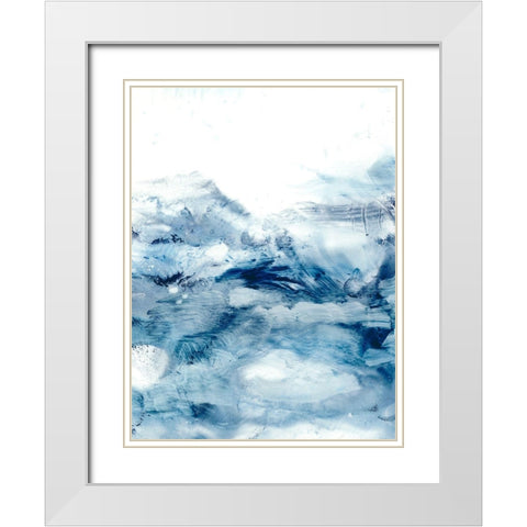 Indigo Tides II White Modern Wood Framed Art Print with Double Matting by Harper, Ethan