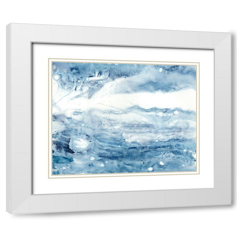 Indigo Tides III White Modern Wood Framed Art Print with Double Matting by Harper, Ethan