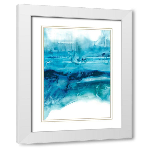 Aqua Mist I White Modern Wood Framed Art Print with Double Matting by Harper, Ethan