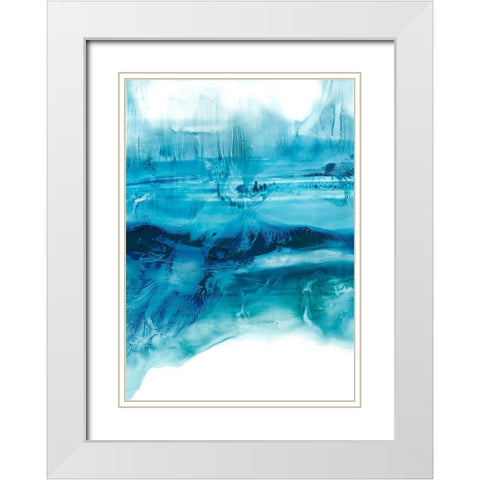 Aqua Mist I White Modern Wood Framed Art Print with Double Matting by Harper, Ethan
