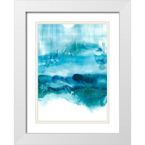 Aqua Mist II White Modern Wood Framed Art Print with Double Matting by Harper, Ethan
