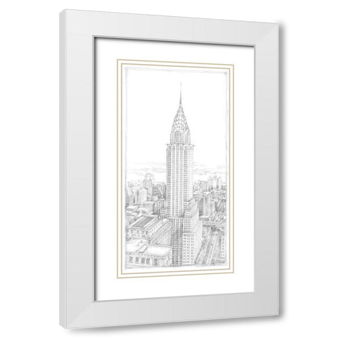 Aerial City View I White Modern Wood Framed Art Print with Double Matting by Harper, Ethan