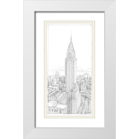 Aerial City View I White Modern Wood Framed Art Print with Double Matting by Harper, Ethan