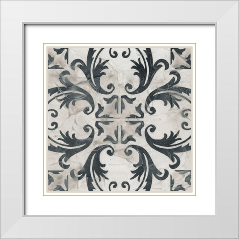 Neutral Tile Collection I White Modern Wood Framed Art Print with Double Matting by Vess, June Erica