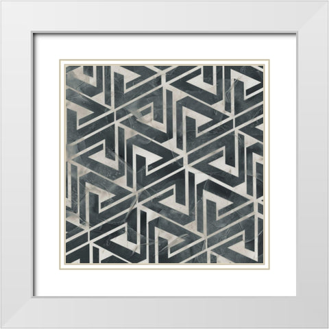 Neutral Tile Collection II White Modern Wood Framed Art Print with Double Matting by Vess, June Erica