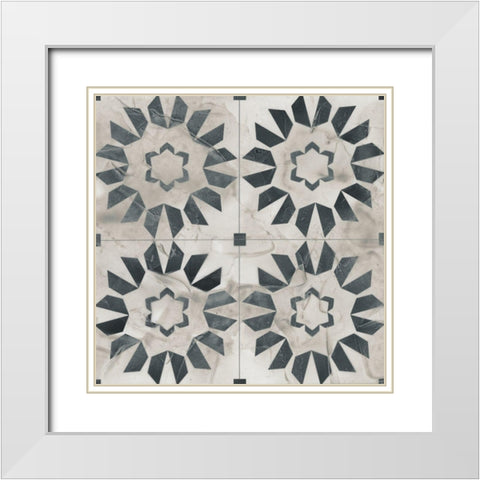 Neutral Tile Collection III White Modern Wood Framed Art Print with Double Matting by Vess, June Erica