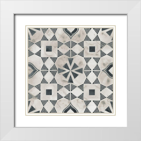 Neutral Tile Collection V White Modern Wood Framed Art Print with Double Matting by Vess, June Erica