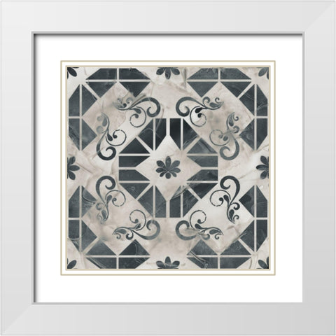 Neutral Tile Collection VI White Modern Wood Framed Art Print with Double Matting by Vess, June Erica