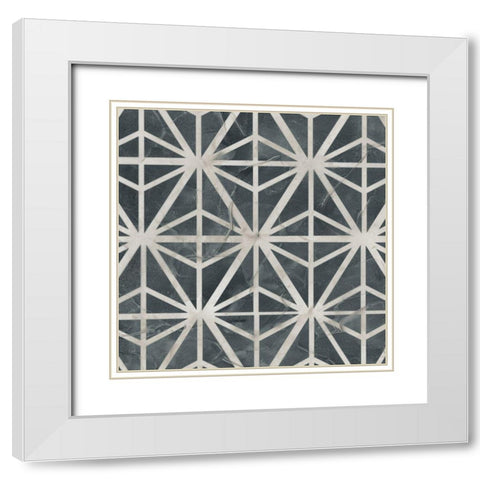 Neutral Tile Collection VII White Modern Wood Framed Art Print with Double Matting by Vess, June Erica