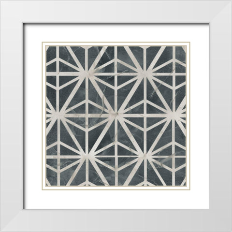 Neutral Tile Collection VII White Modern Wood Framed Art Print with Double Matting by Vess, June Erica