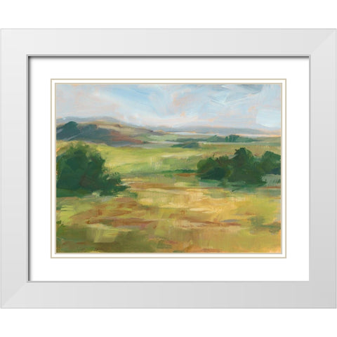 Green Valley I White Modern Wood Framed Art Print with Double Matting by Harper, Ethan
