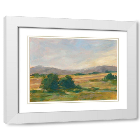 Green Valley II White Modern Wood Framed Art Print with Double Matting by Harper, Ethan