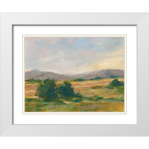 Green Valley II White Modern Wood Framed Art Print with Double Matting by Harper, Ethan