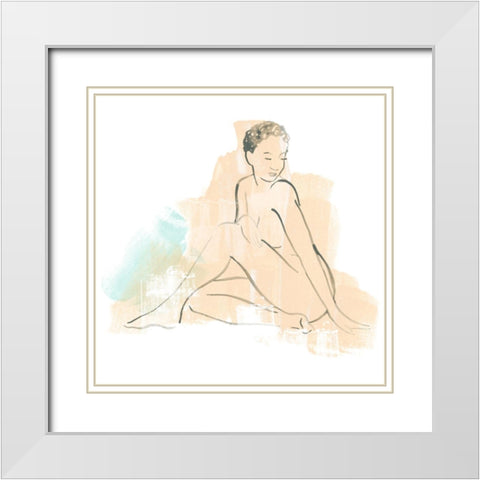 Colorblock Figure II White Modern Wood Framed Art Print with Double Matting by Vess, June Erica