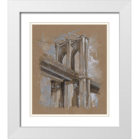 Brushwork Architecture Study III White Modern Wood Framed Art Print with Double Matting by Harper, Ethan
