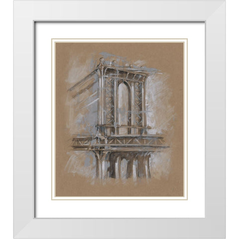 Brushwork Architecture Study IV White Modern Wood Framed Art Print with Double Matting by Harper, Ethan