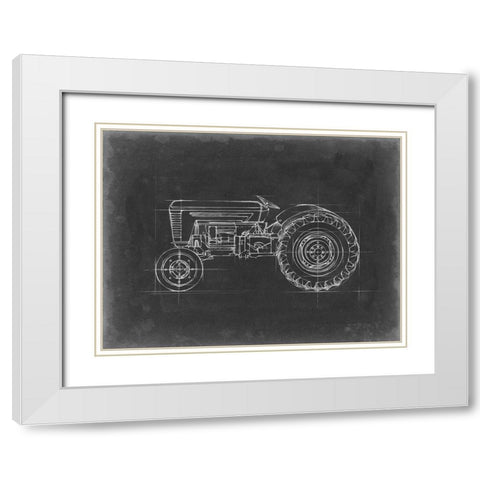 Tractor Blueprint I White Modern Wood Framed Art Print with Double Matting by Harper, Ethan