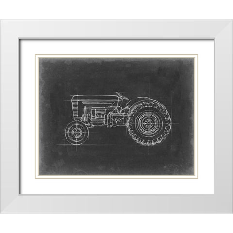 Tractor Blueprint I White Modern Wood Framed Art Print with Double Matting by Harper, Ethan