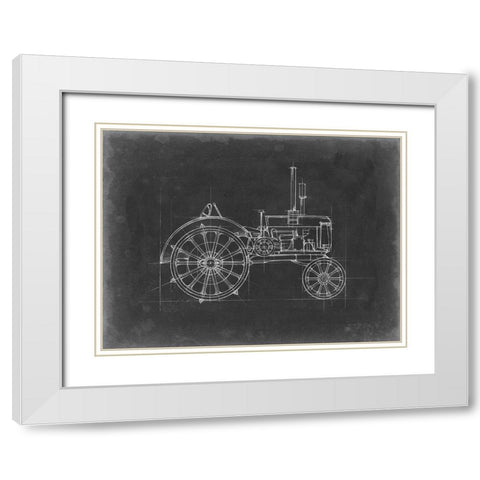 Tractor Blueprint II White Modern Wood Framed Art Print with Double Matting by Harper, Ethan