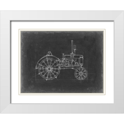 Tractor Blueprint II White Modern Wood Framed Art Print with Double Matting by Harper, Ethan