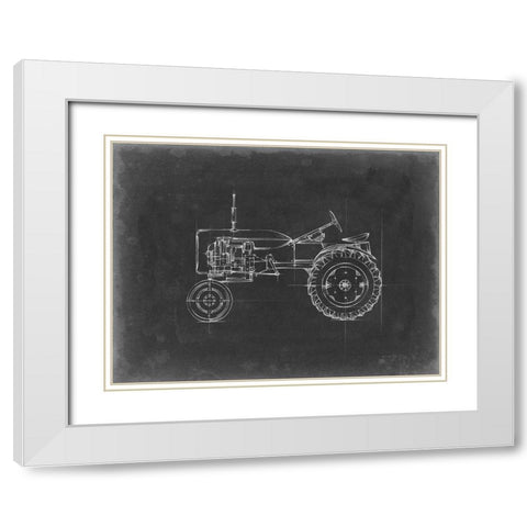 Tractor Blueprint III White Modern Wood Framed Art Print with Double Matting by Harper, Ethan