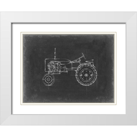 Tractor Blueprint III White Modern Wood Framed Art Print with Double Matting by Harper, Ethan
