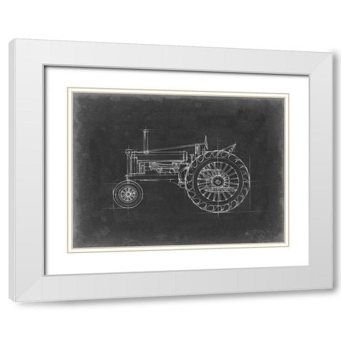 Tractor Blueprint IV White Modern Wood Framed Art Print with Double Matting by Harper, Ethan