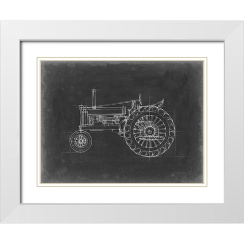 Tractor Blueprint IV White Modern Wood Framed Art Print with Double Matting by Harper, Ethan