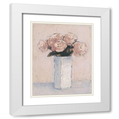 Blush Florals I White Modern Wood Framed Art Print with Double Matting by Harper, Ethan