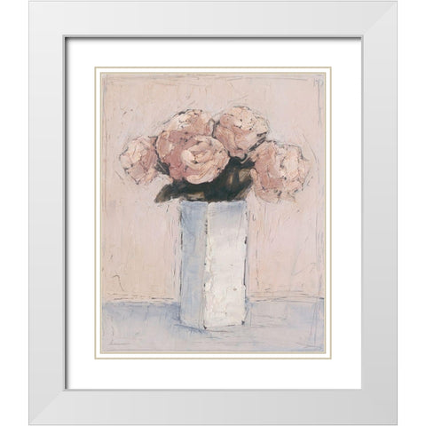 Blush Florals I White Modern Wood Framed Art Print with Double Matting by Harper, Ethan