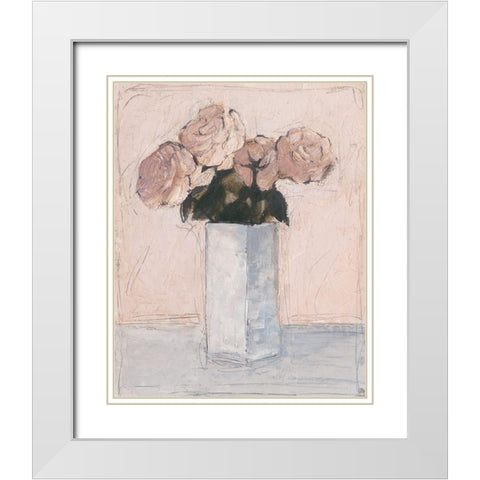 Blush Florals II White Modern Wood Framed Art Print with Double Matting by Harper, Ethan