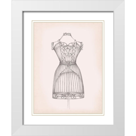 Antique Dress Form I White Modern Wood Framed Art Print with Double Matting by Harper, Ethan