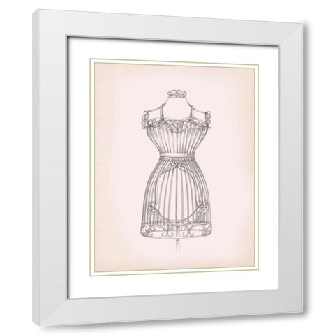 Antique Dress Form II White Modern Wood Framed Art Print with Double Matting by Harper, Ethan