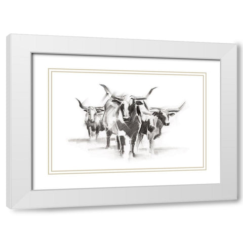 Contemporary Cattle I White Modern Wood Framed Art Print with Double Matting by Harper, Ethan