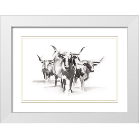 Contemporary Cattle I White Modern Wood Framed Art Print with Double Matting by Harper, Ethan