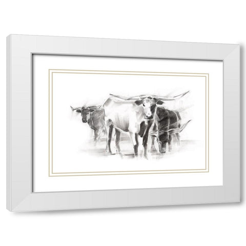 Contemporary Cattle II White Modern Wood Framed Art Print with Double Matting by Harper, Ethan