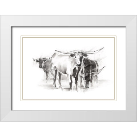Contemporary Cattle II White Modern Wood Framed Art Print with Double Matting by Harper, Ethan