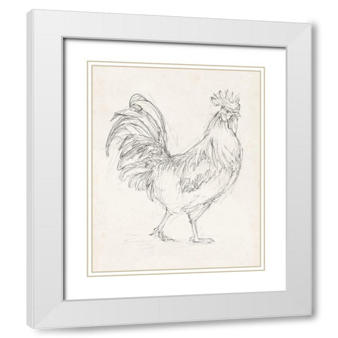 Rooster Sketch I White Modern Wood Framed Art Print with Double Matting by Harper, Ethan
