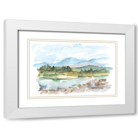 Mountain Watercolor III White Modern Wood Framed Art Print with Double Matting by Harper, Ethan