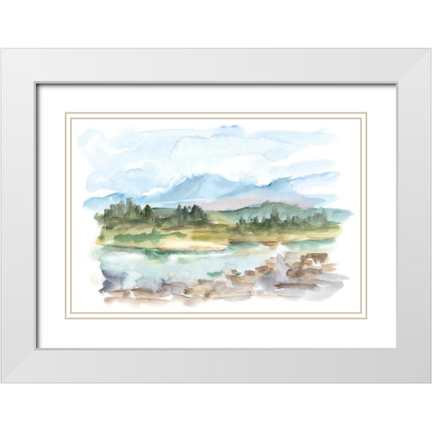 Mountain Watercolor III White Modern Wood Framed Art Print with Double Matting by Harper, Ethan