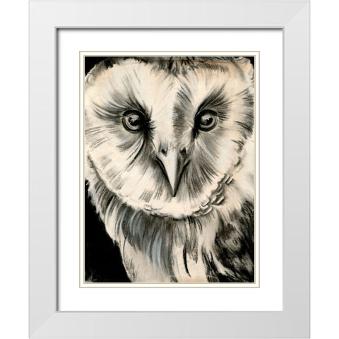 Charcoal Owl II White Modern Wood Framed Art Print with Double Matting by Parker, Jennifer Paxton