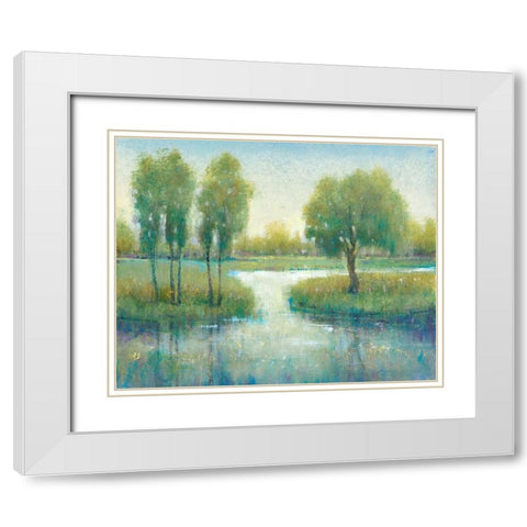 Winding River I White Modern Wood Framed Art Print with Double Matting by OToole, Tim
