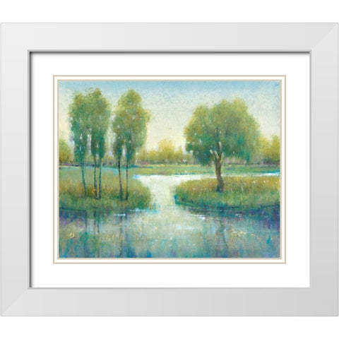 Winding River I White Modern Wood Framed Art Print with Double Matting by OToole, Tim