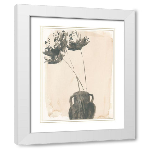 Grey Garden Vase II White Modern Wood Framed Art Print with Double Matting by Parker, Jennifer Paxton