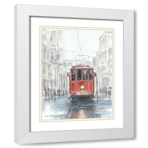Watercolor Streetcar Study I White Modern Wood Framed Art Print with Double Matting by Harper, Ethan