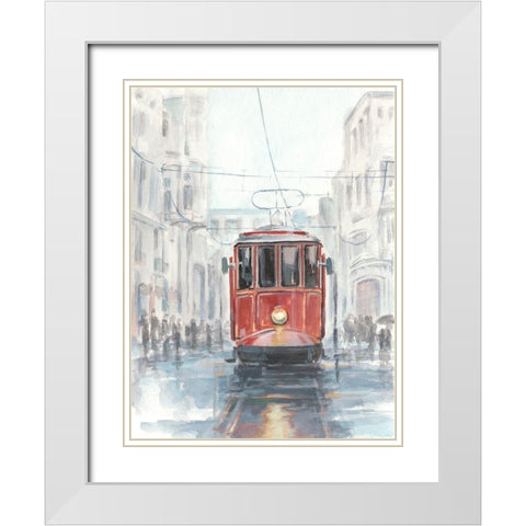 Watercolor Streetcar Study I White Modern Wood Framed Art Print with Double Matting by Harper, Ethan