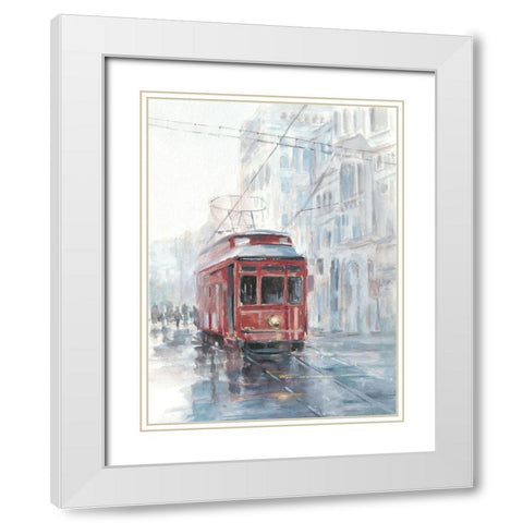 Watercolor Streetcar Study II White Modern Wood Framed Art Print with Double Matting by Harper, Ethan